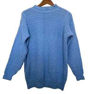 Vintage LizWear Knit Pullover‎ Sweater Size S Blue Cottagecore